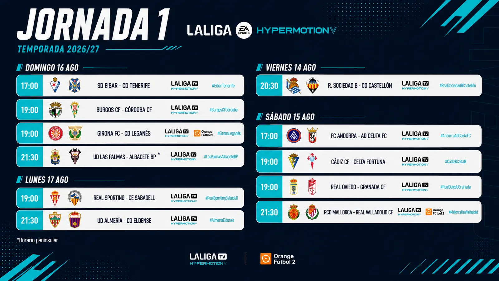 La Hypermotion 2026/27 ya tiene calendario: arranca el 14 de agosto con Oviedo de vuelta a Segunda y los huecos de los tres ascendidos por llenar