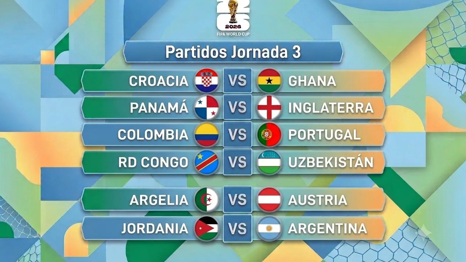 El último día de grupos: Colombia-Portugal por el liderato (01:30h), Croacia jugándose la vida en Ghana (23:00h) y Messi pasea ante Jordania (04:00h)